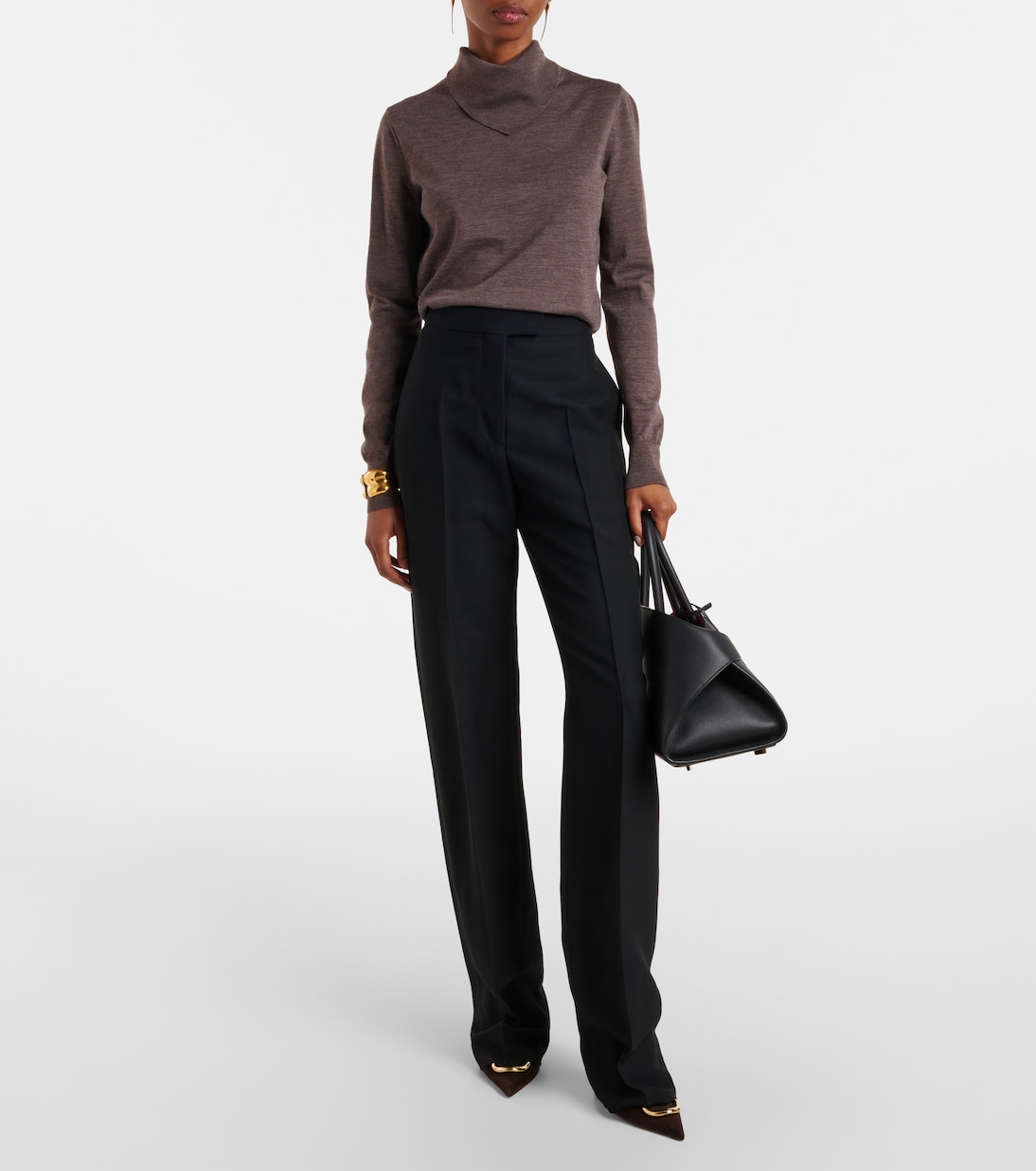 High-rise faille straight pants | Ferragamo