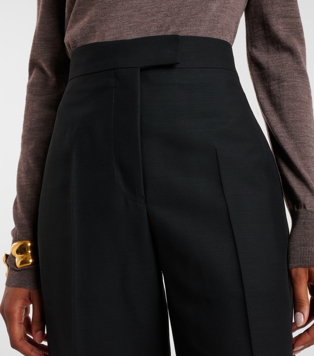 High-rise faille straight pants | Ferragamo