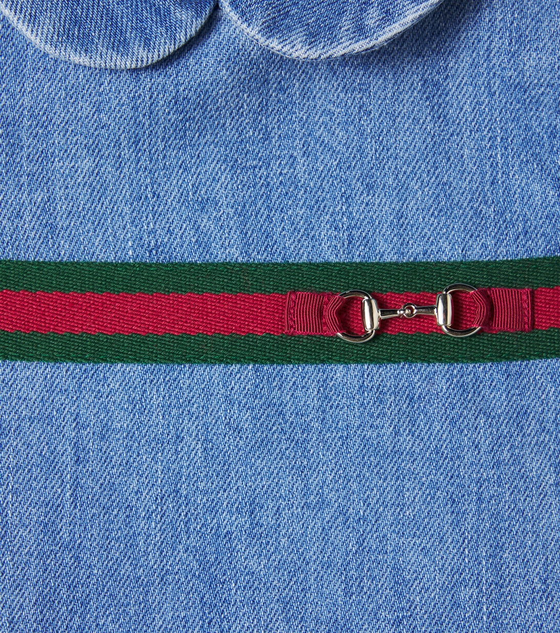 Baby Horsebit Web Stripe denim dress | Gucci Kids
