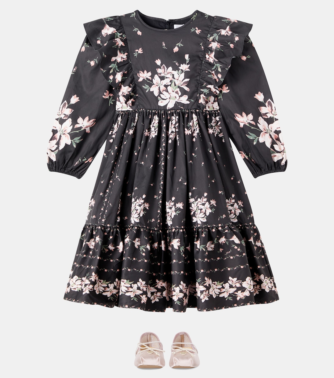 Vestido de algodón floral con volantes | Petite Amalie  