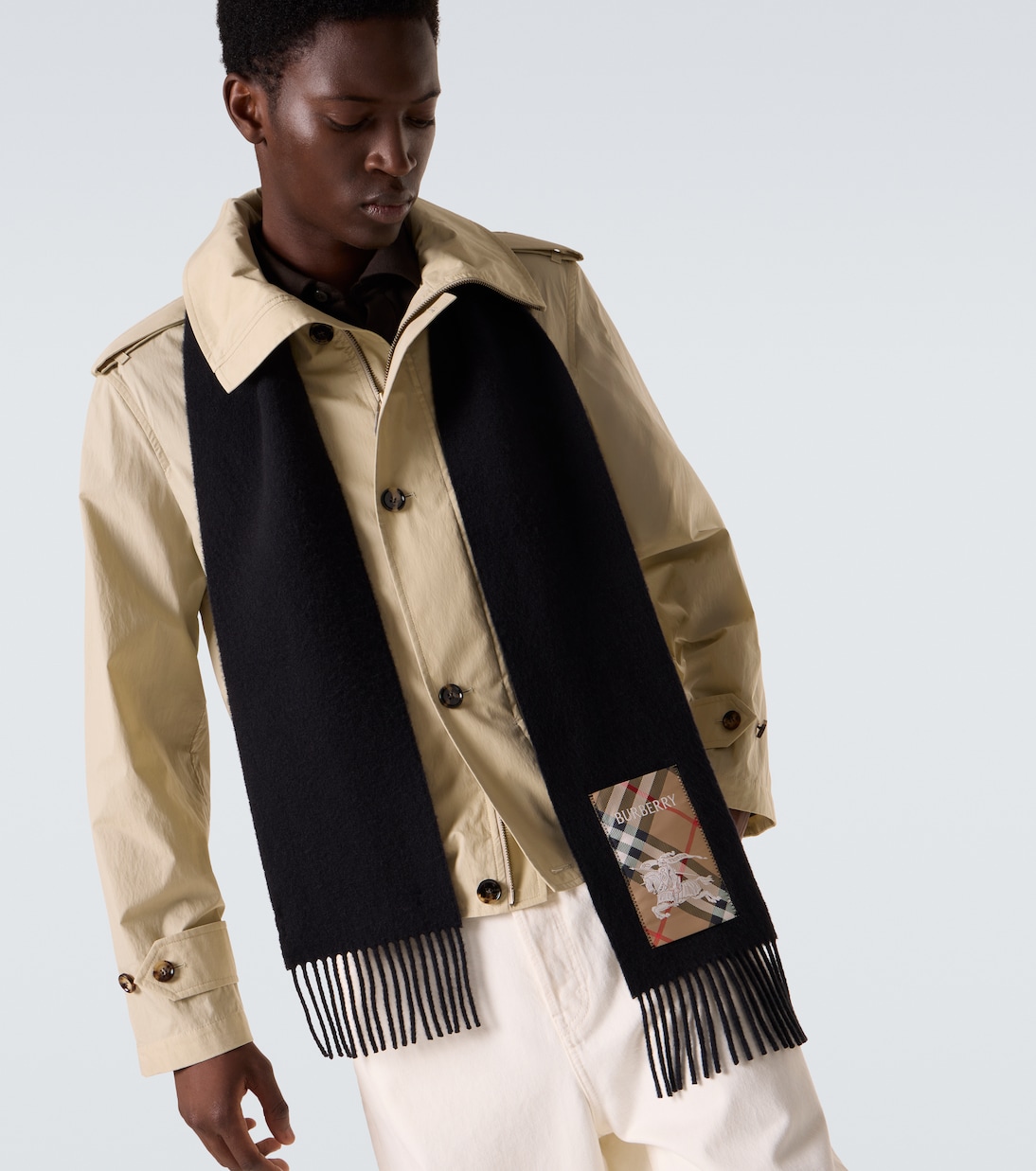 Logo patch-appliqué cashmere scarf | Burberry