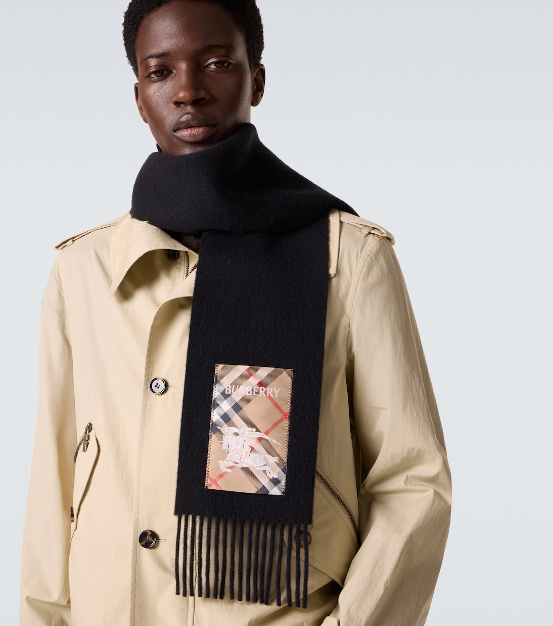 Logo patch-appliqué cashmere scarf | Burberry