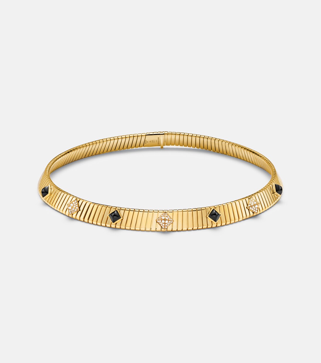 Collana Bvlgari Tubogas in oro 18kt con diamanti e onice  | Bvlgari