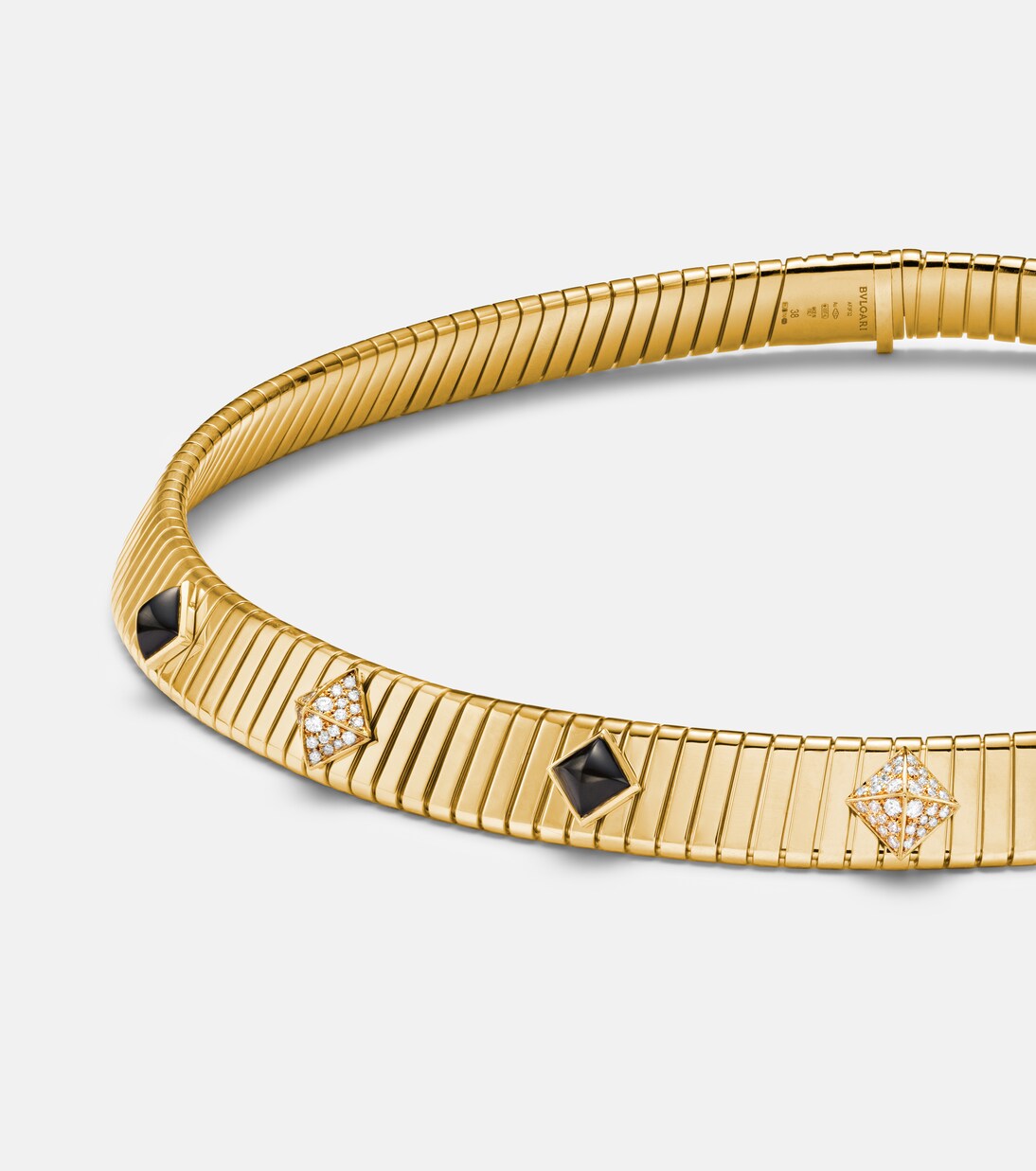 Collana Bvlgari Tubogas in oro 18kt con diamanti e onice  | Bvlgari