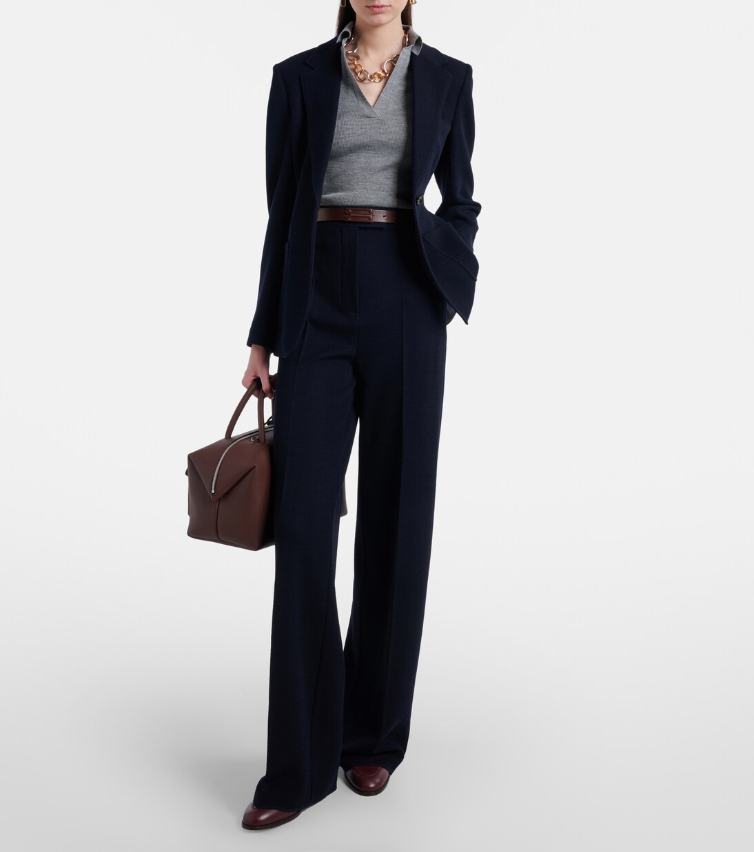 Attinia virgin wool piqué wide-leg pants | Max Mara