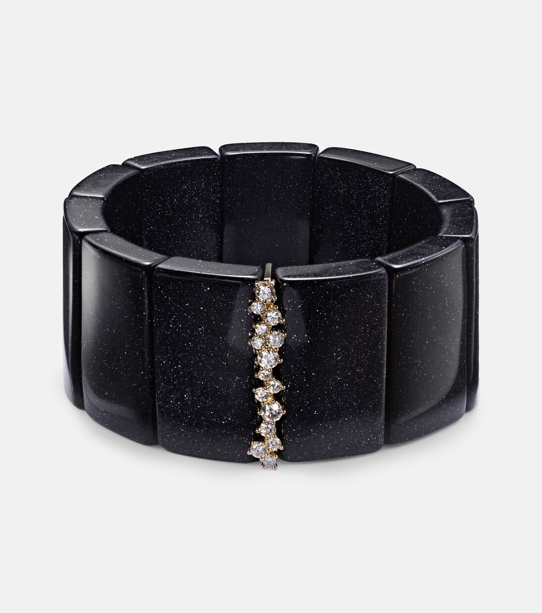Blue goldstone and 14kt gold bracelet with diamonds | Sydney Evan