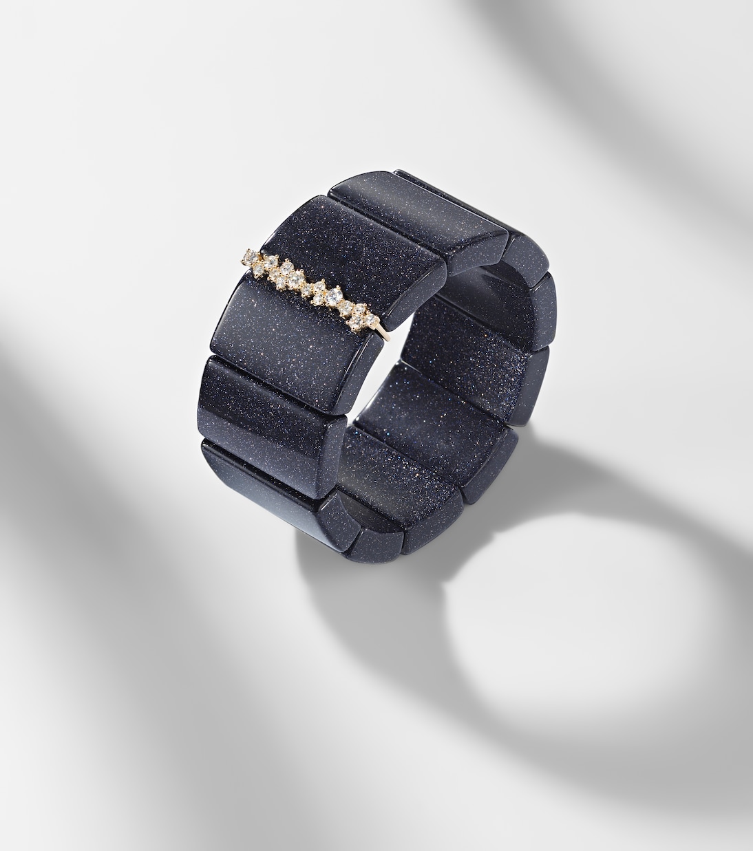 Blue goldstone and 14kt gold bracelet with diamonds | Sydney Evan
