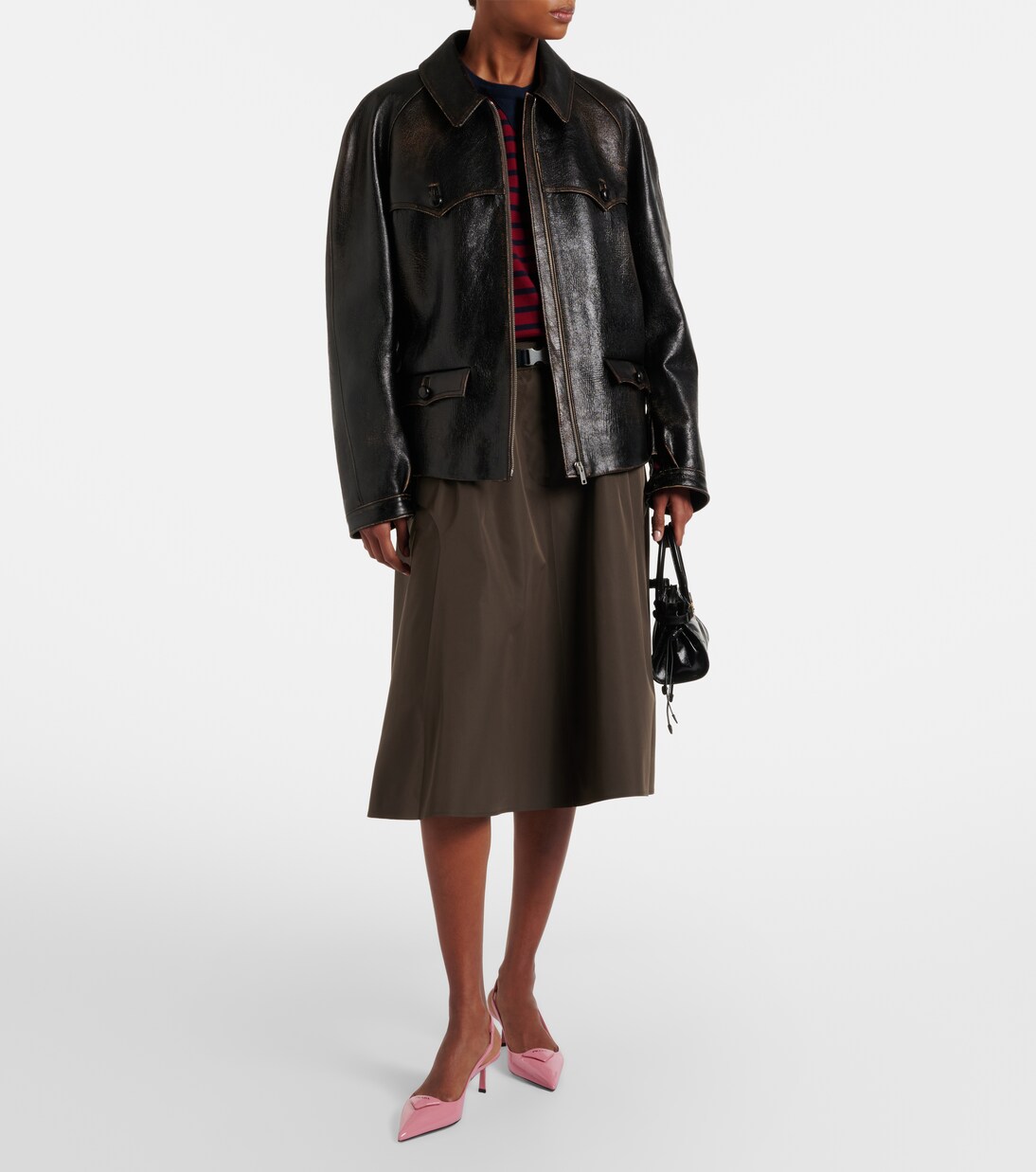 Slingback-Pumps aus Lackleder | Prada