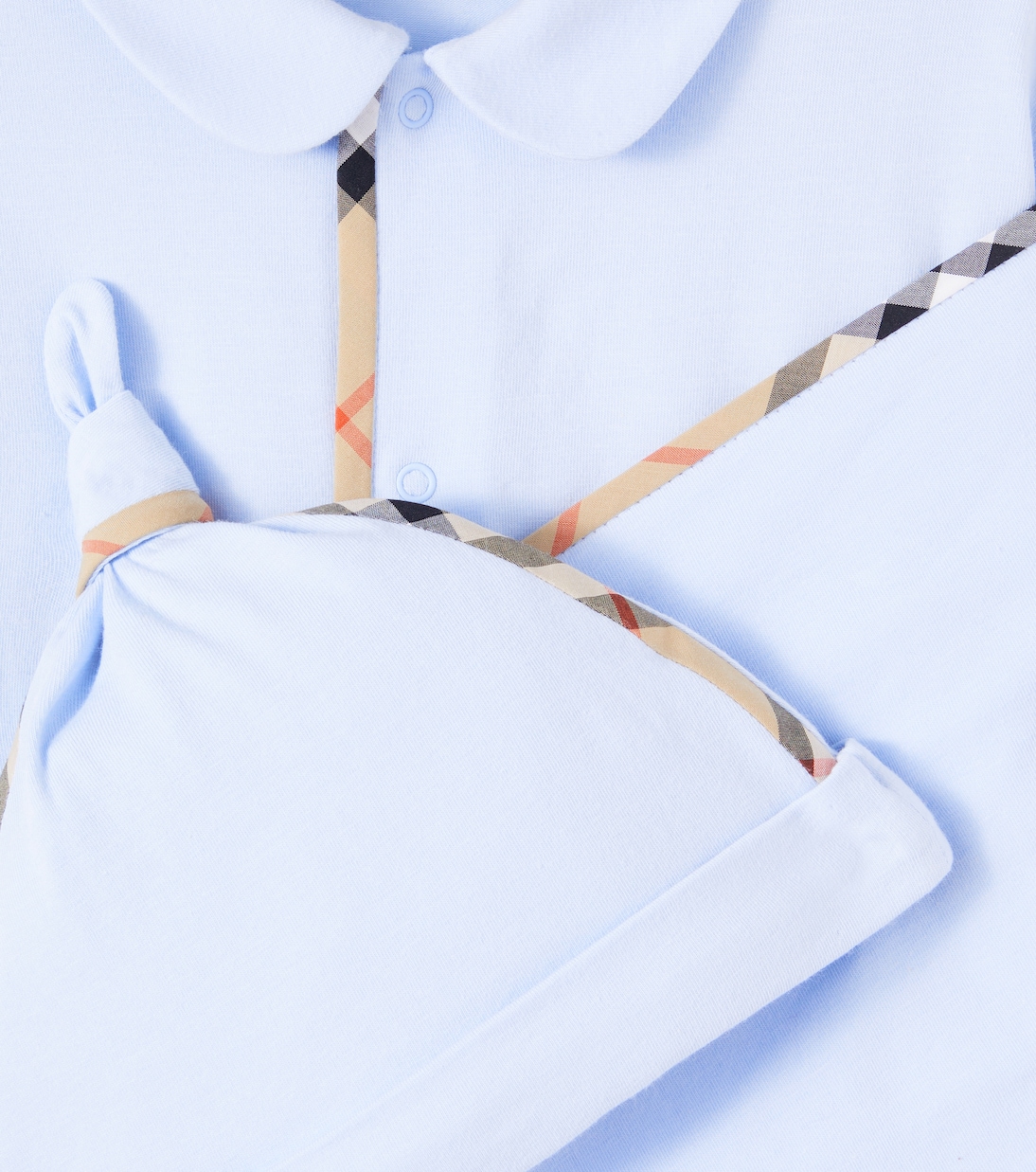 Baby cotton-blend beanie, bib, and onesie set | Burberry Kids