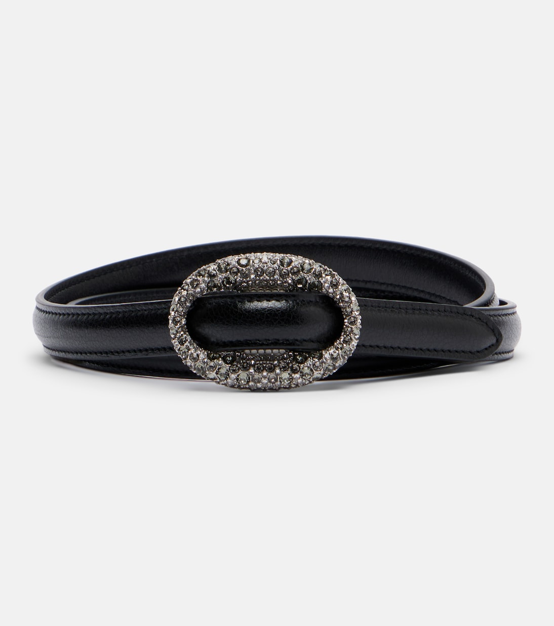 Crystal-embellished leather belt | Saint Laurent