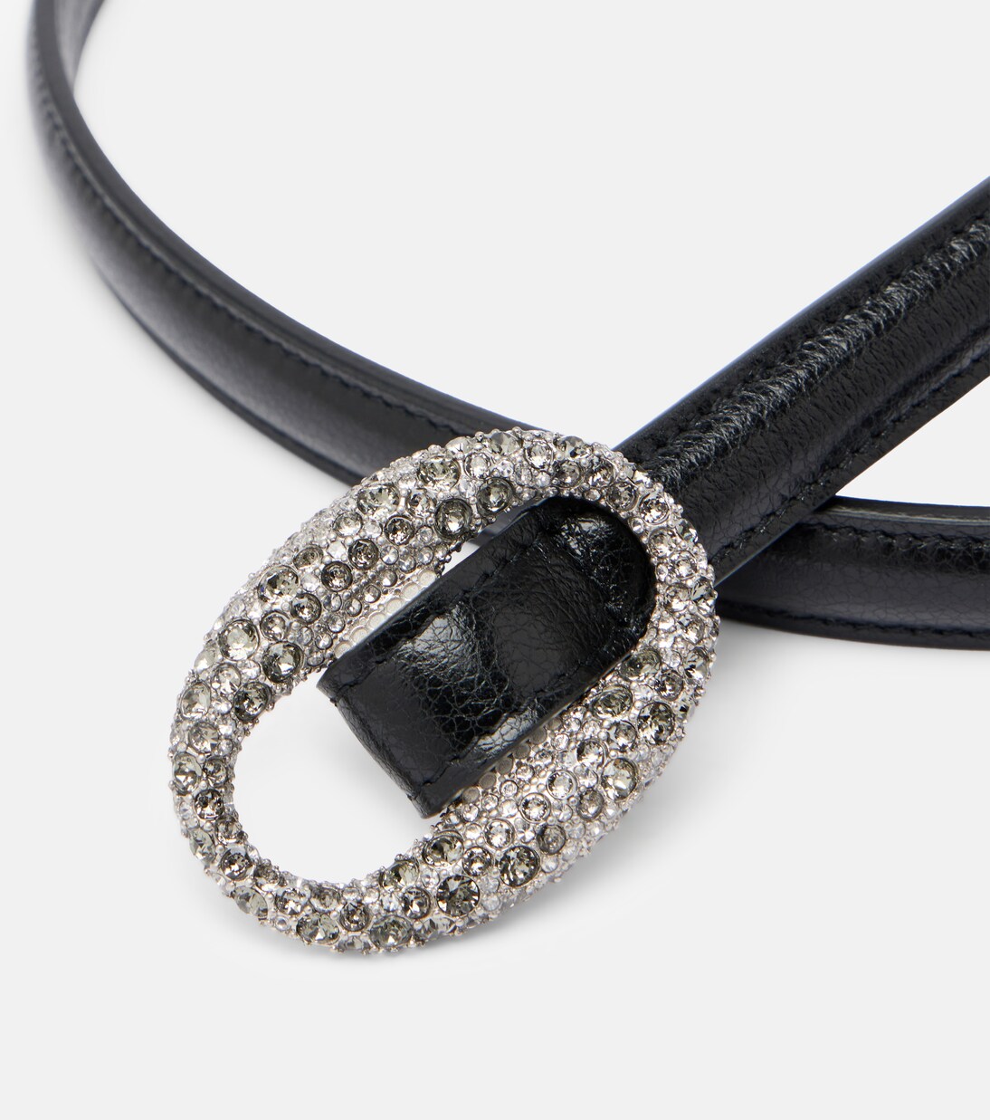 Crystal-embellished leather belt | Saint Laurent