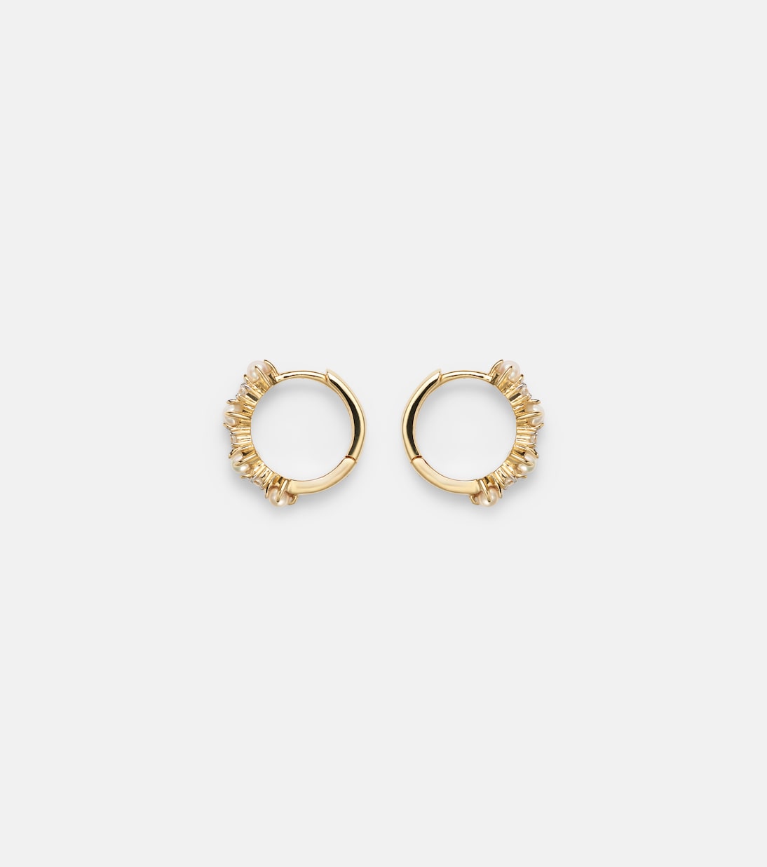 Boucles d’oreilles en or 14 ct (585/1000) avec diamants et perles | Mateo