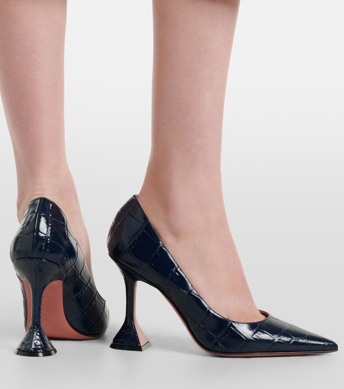 Ami croc-effect leather pumps | Amina Muaddi