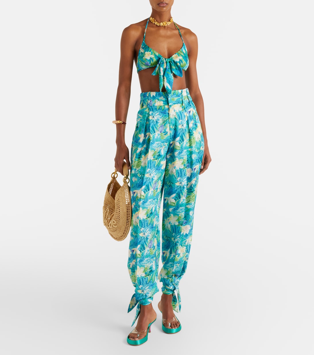 Bow-detail floral bikini top | Chloé