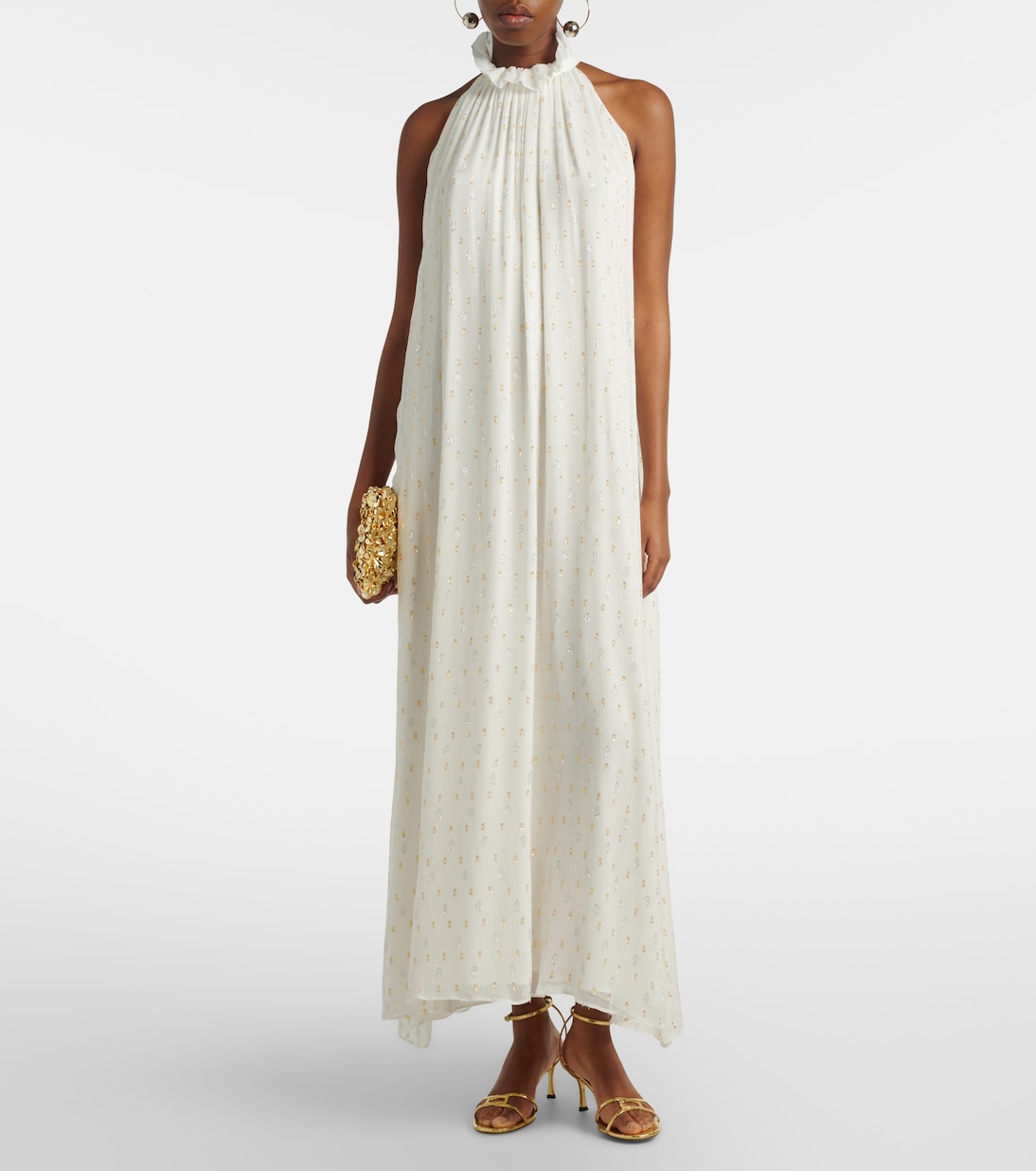 Polka-dot silk-blend maxi dress | Xu Zhi