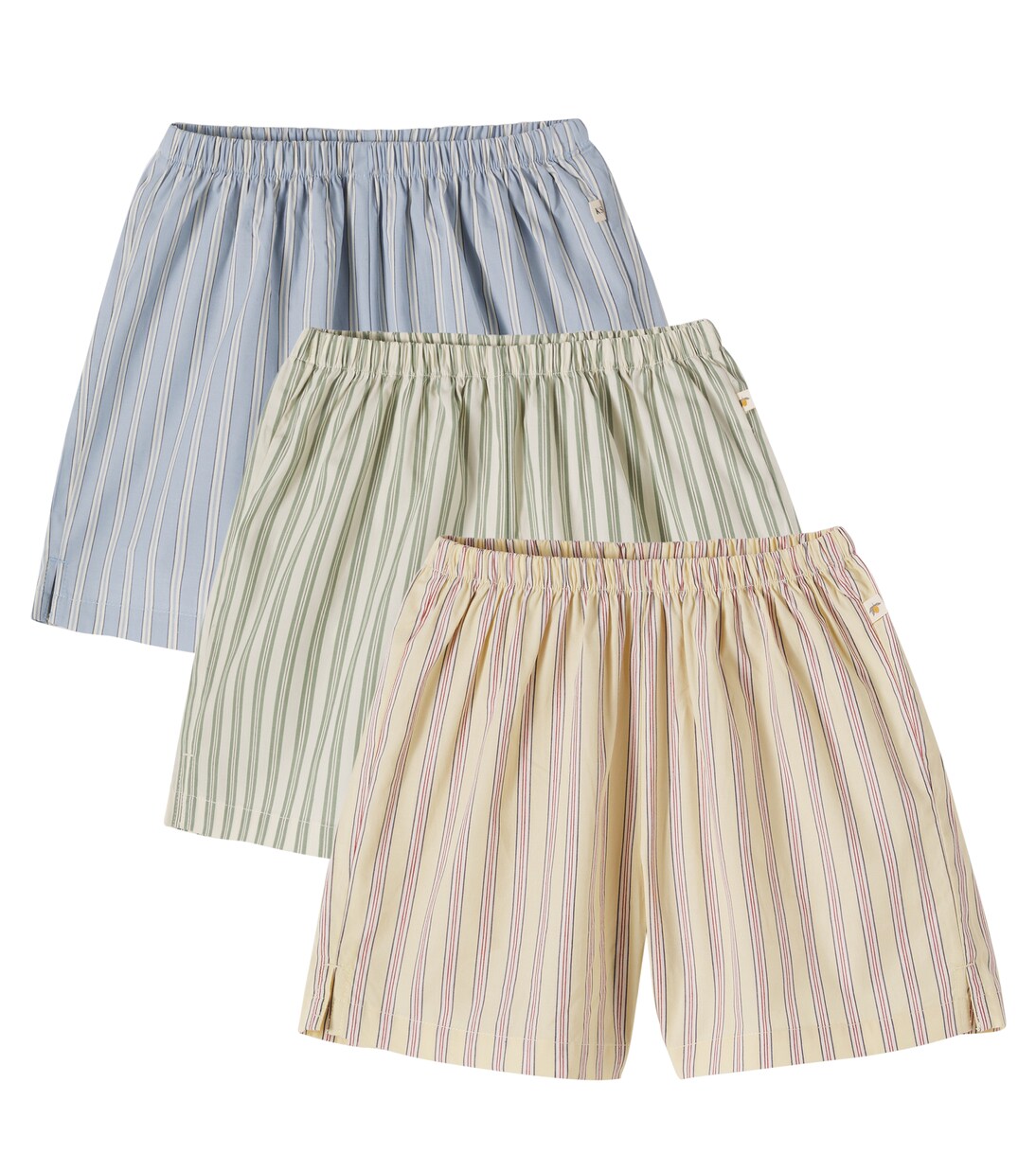 Azur set of 3 striped cotton poplin shorts | Konges Sløjd