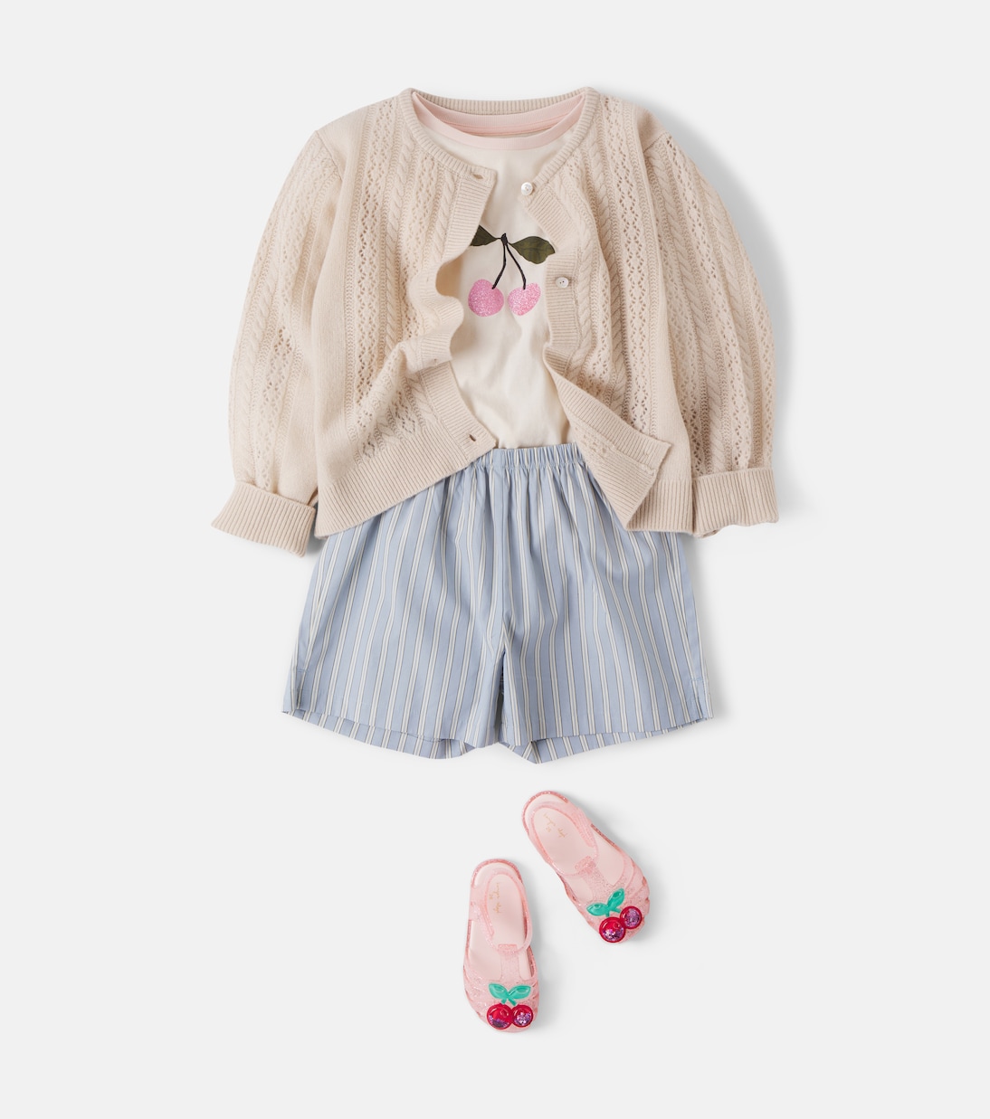 Azur set of 3 striped cotton poplin shorts | Konges Sløjd