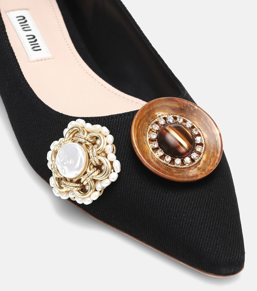 Ballerines en coton à ornements | Miu Miu