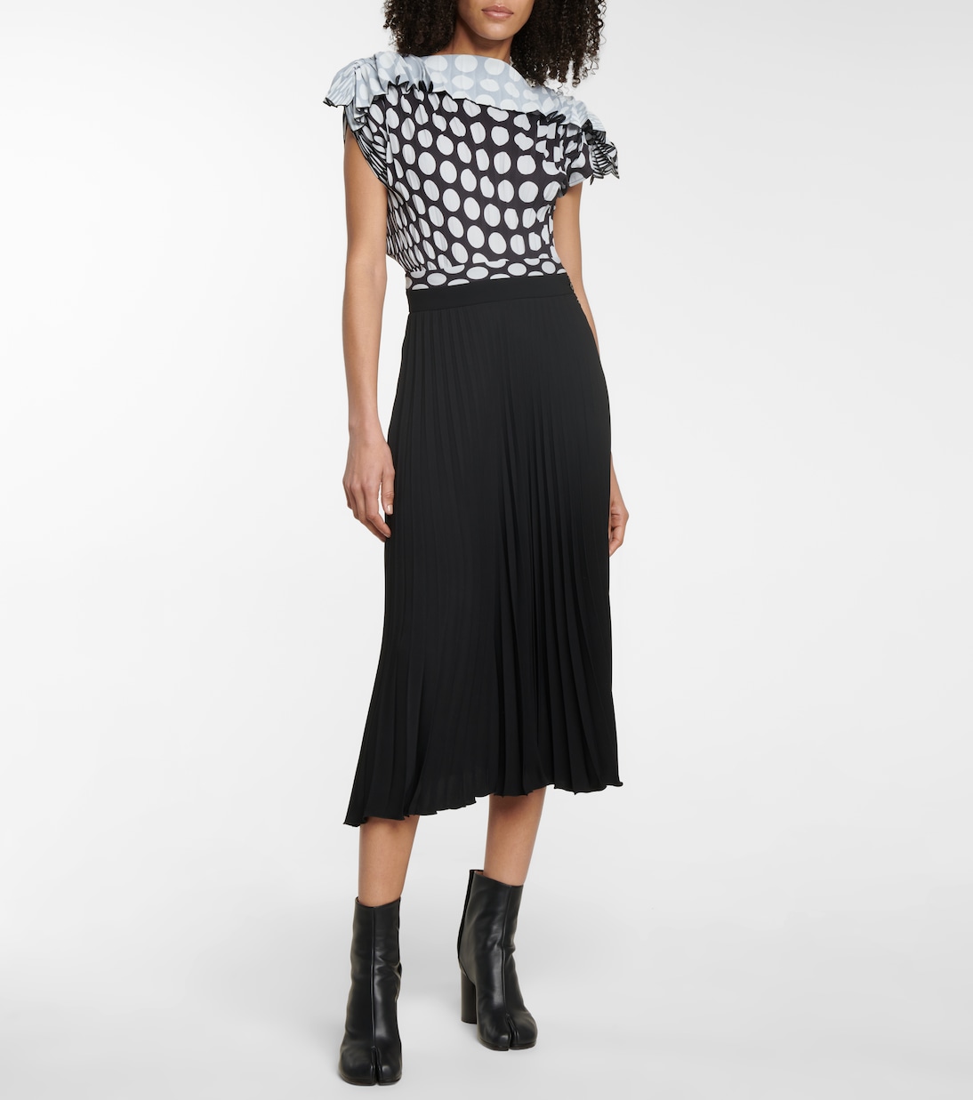 Polka-dot pleated midi dress | MM6 Maison Margiela