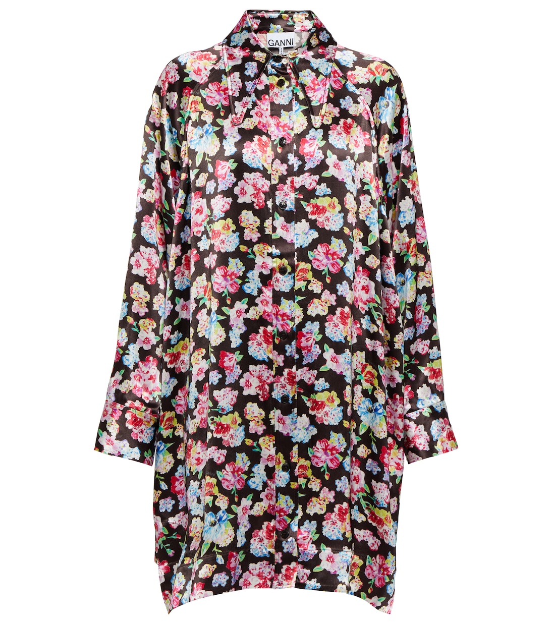 Chemise en satin à fleurs | Ganni