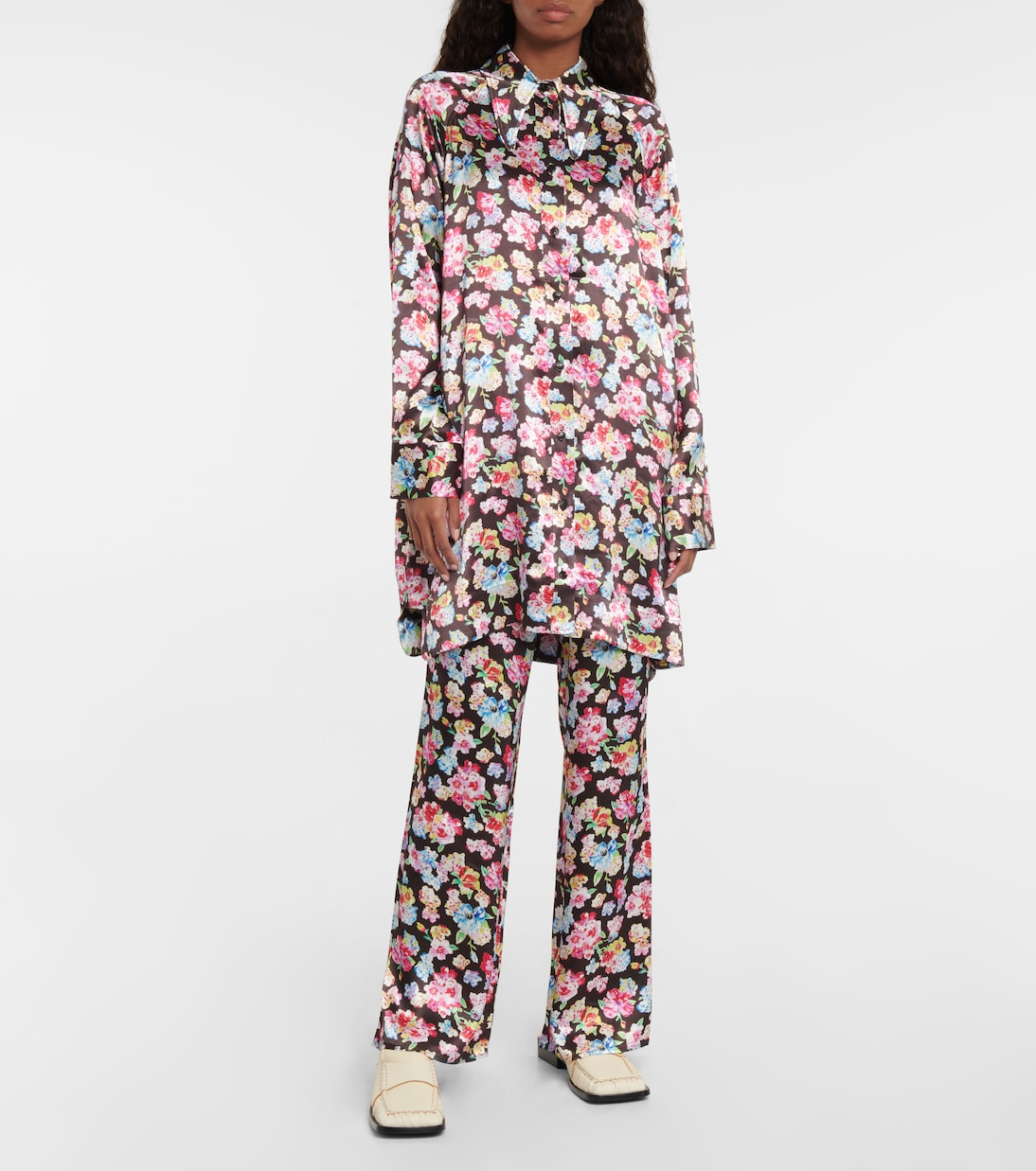 Chemise en satin à fleurs | Ganni