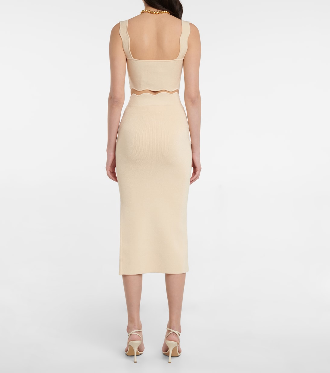 Falda midi Delia de tiro alto festoneada | Galvan