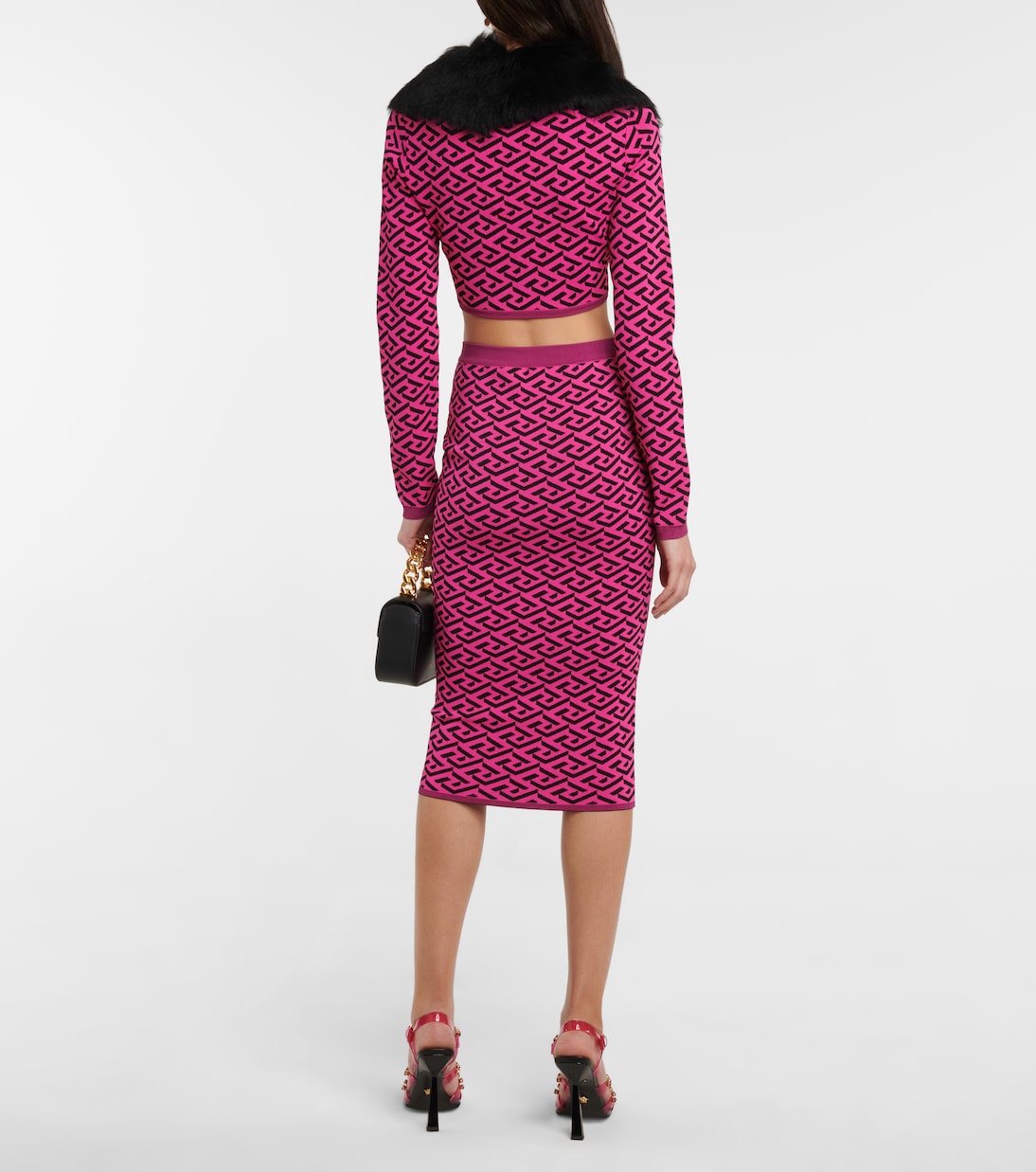 La Greca faux fur-trimmed cardigan | Versace