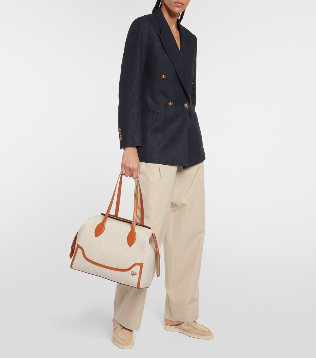 Happy Day Large canvas tote bag in beige - Loro Piana