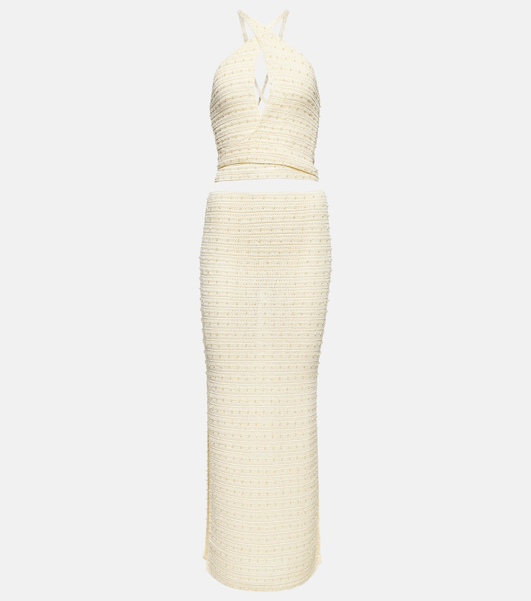 Abito lungo Veluti in crochet con perline | Aya Muse