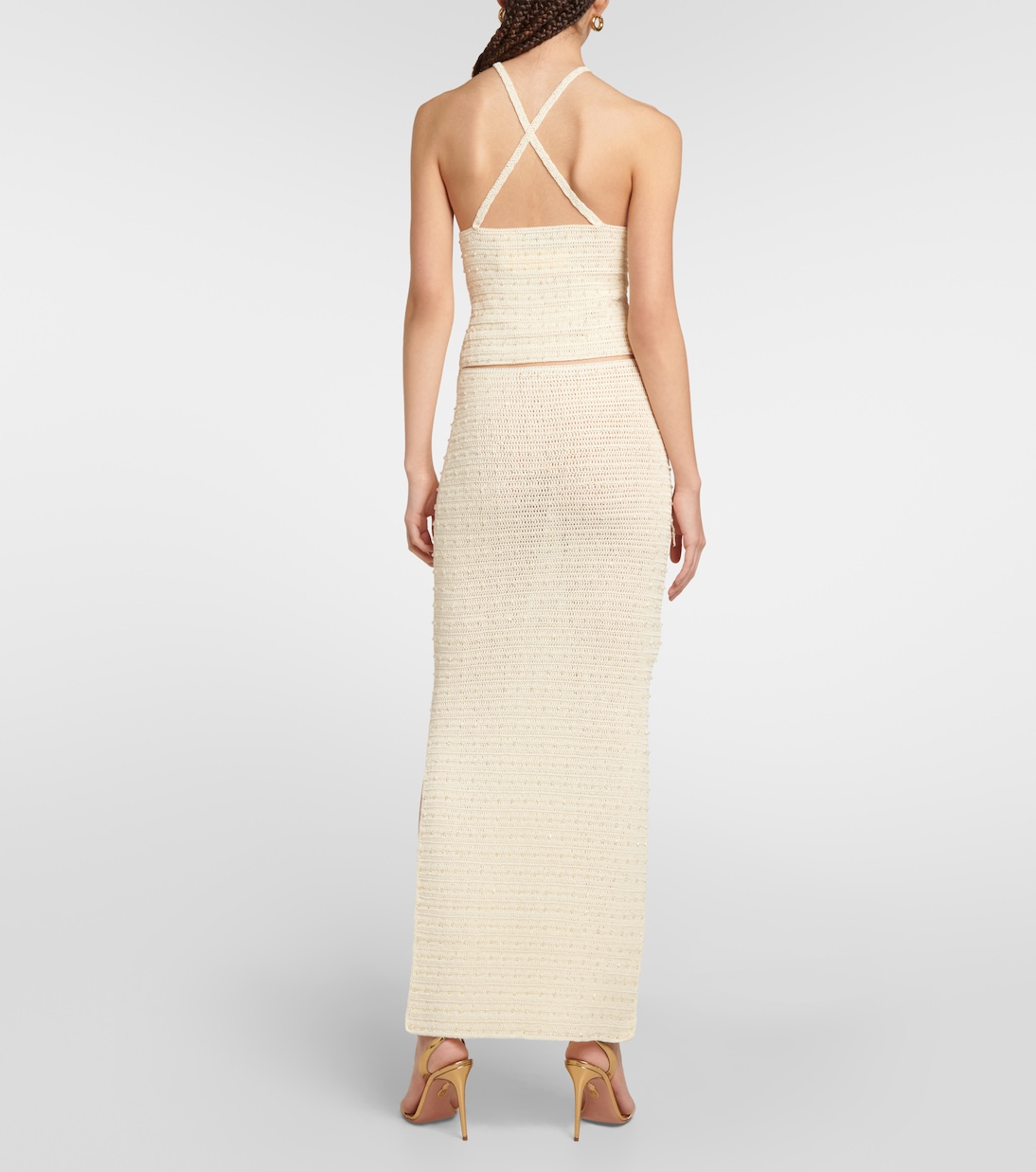 Abito lungo Veluti in crochet con perline | Aya Muse