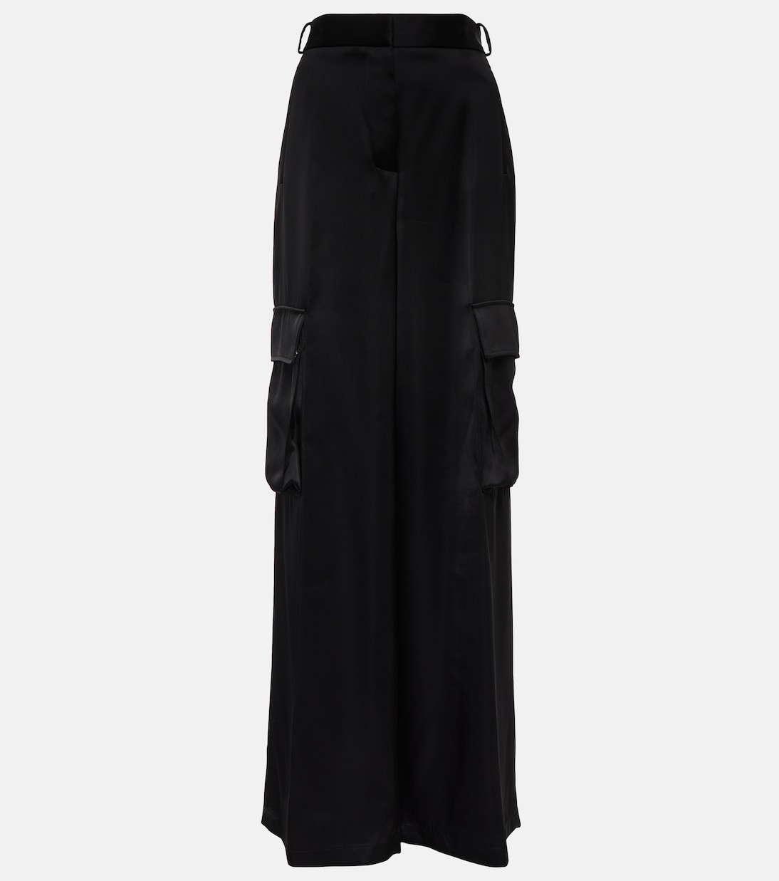 Pantalon cargo à taille haute en satin | Versace