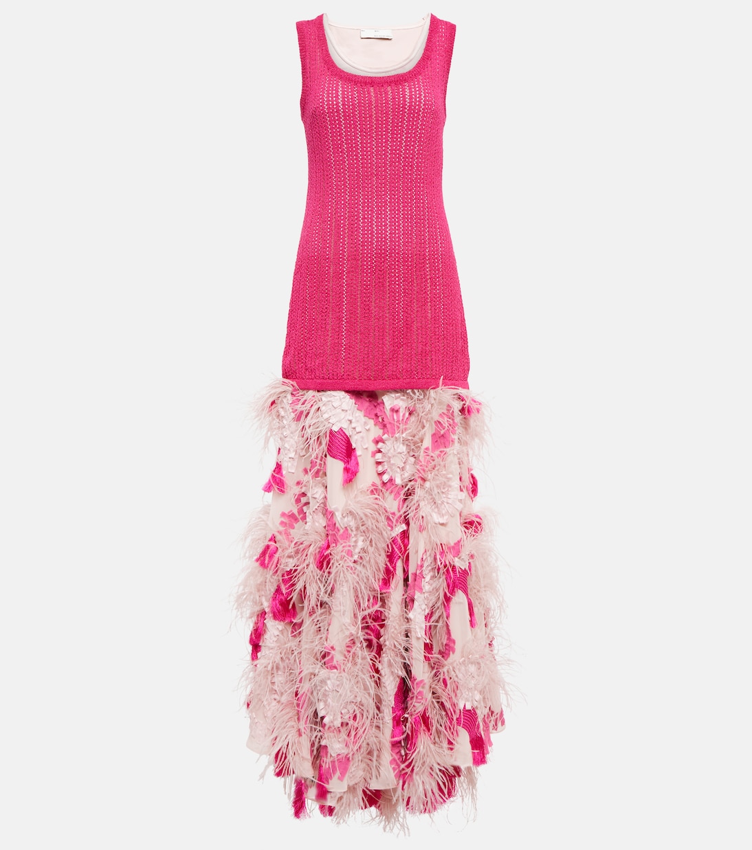 Feather-trimmed embroidered gown | Xu Zhi