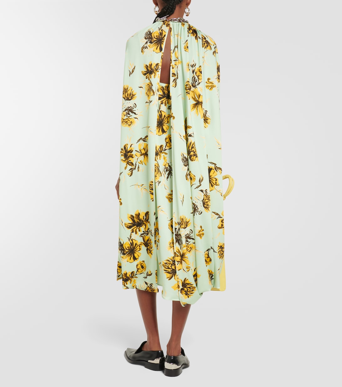 Robe cape midi à fleurs | Jil Sander