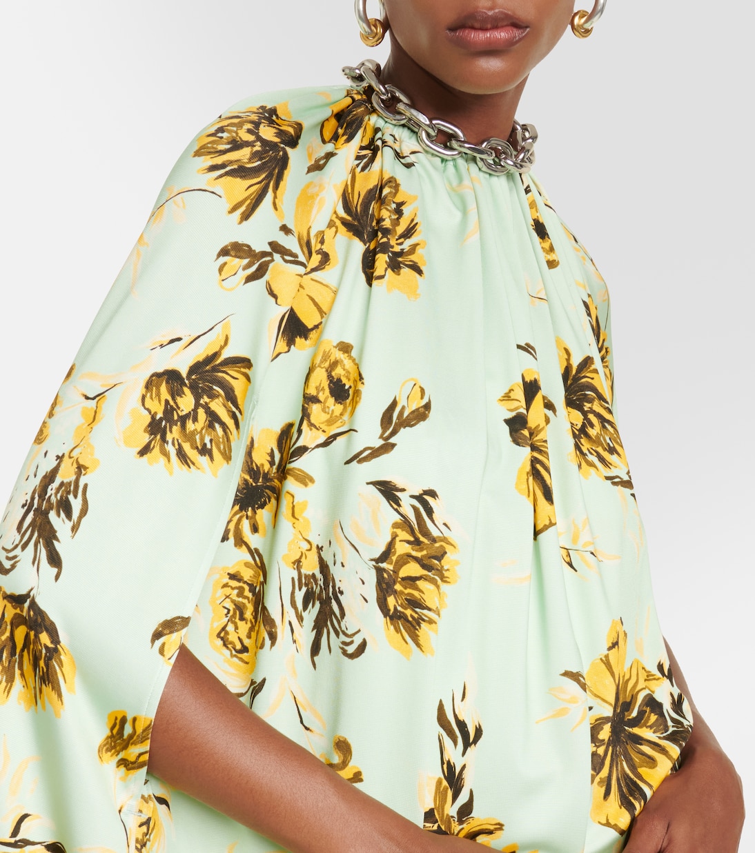 Robe cape midi à fleurs | Jil Sander