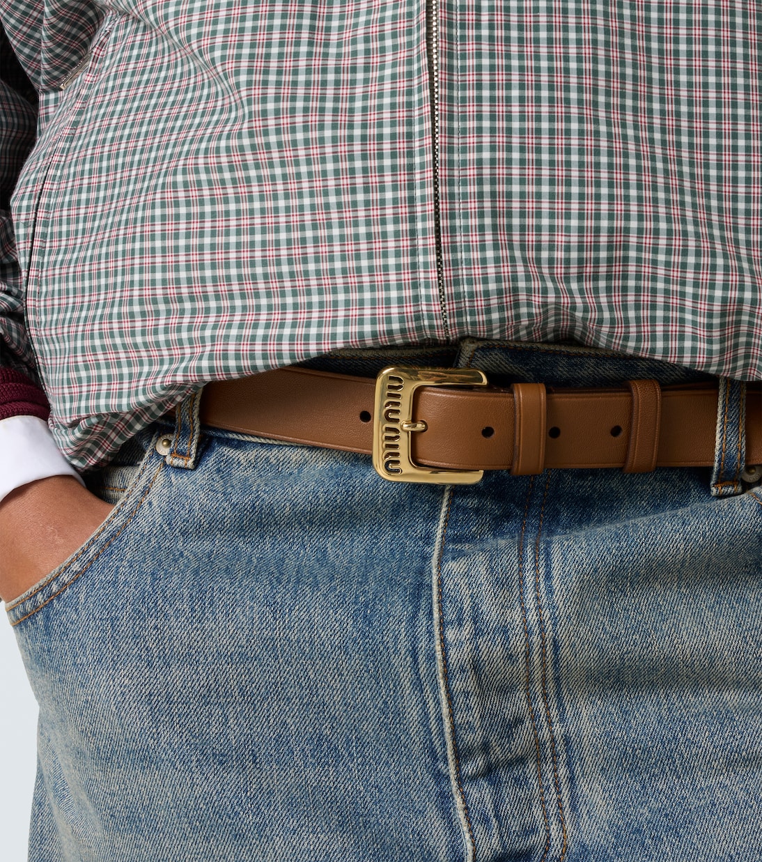Ceinture en cuir à logo | Miu Miu