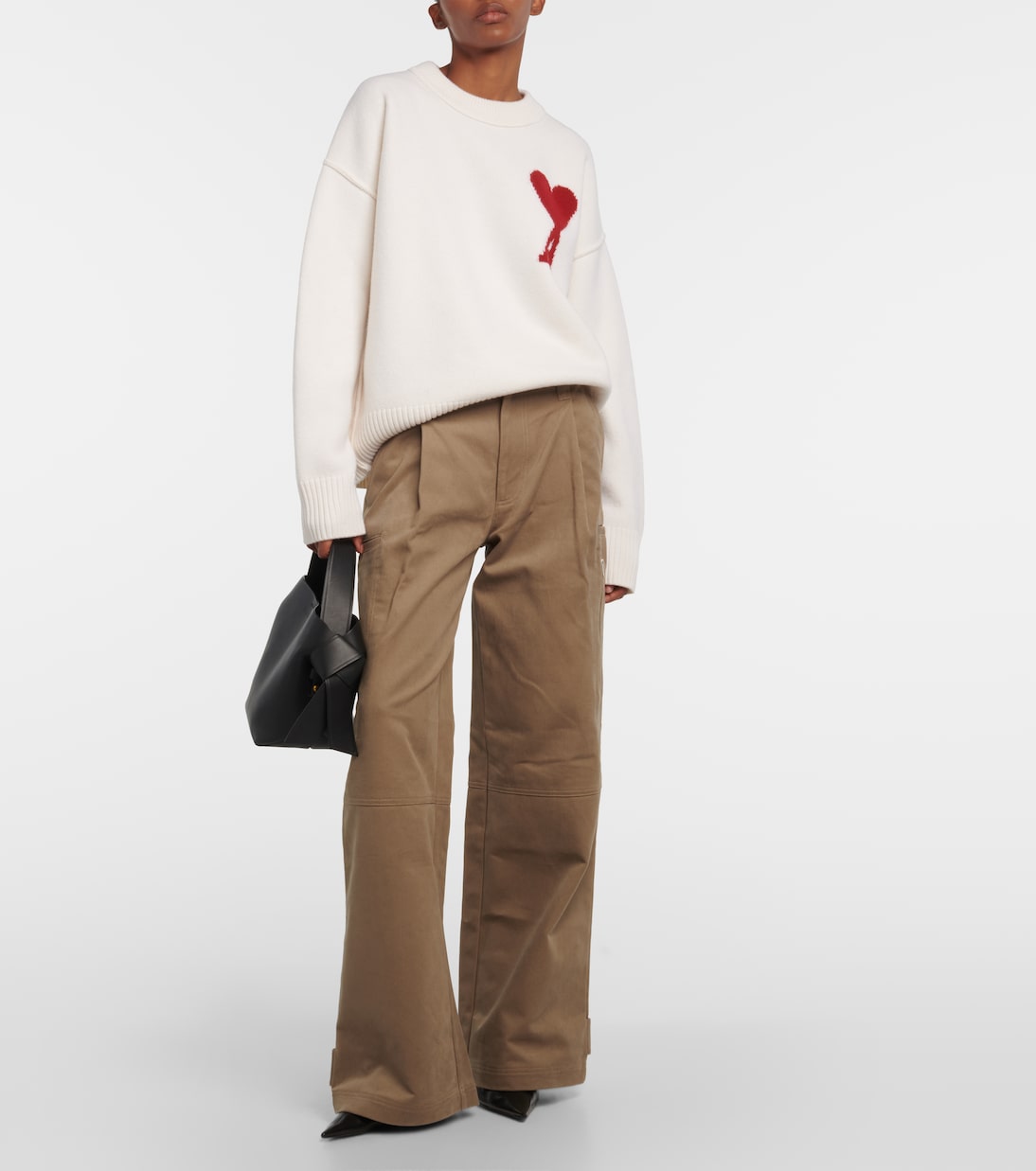 Pantaloni cargo in cotone a gamba larga | Ami Paris