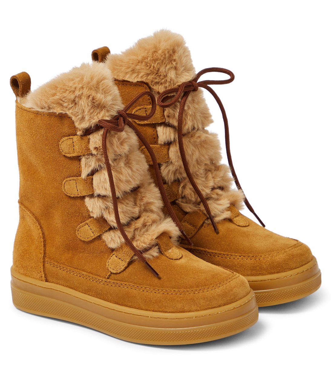 Faux fur-trimmed suede ankle boots | Il Gufo