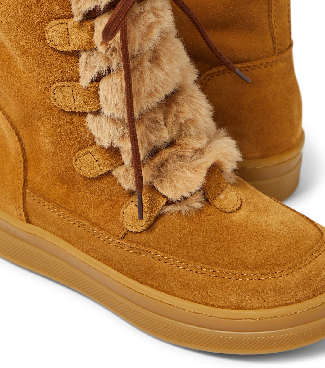 Faux fur-trimmed suede ankle boots | Il Gufo