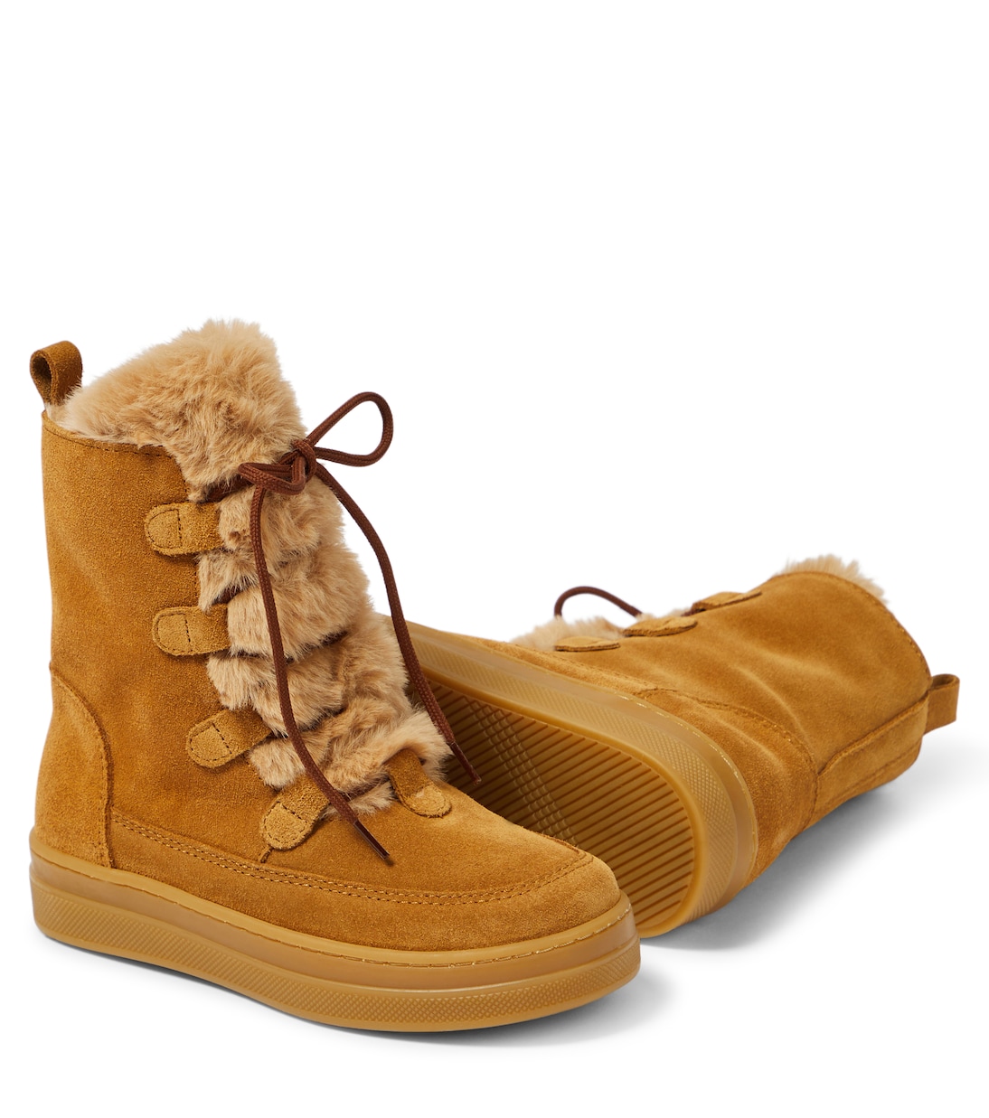 Faux fur-trimmed suede ankle boots | Il Gufo