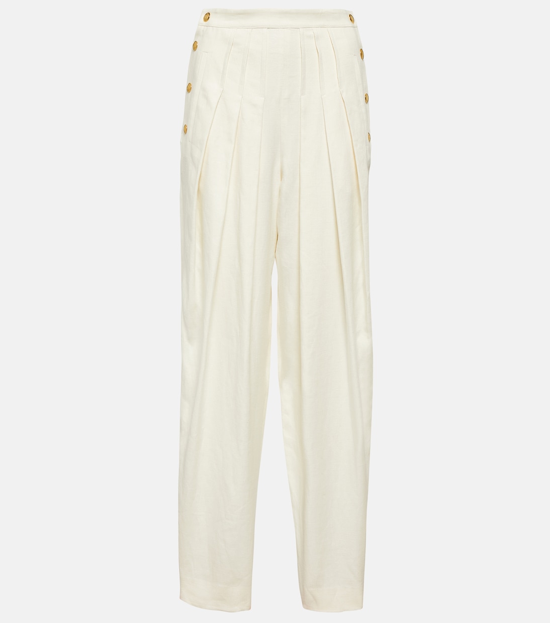 High-rise tapered linen and wool pants | Loro Piana
