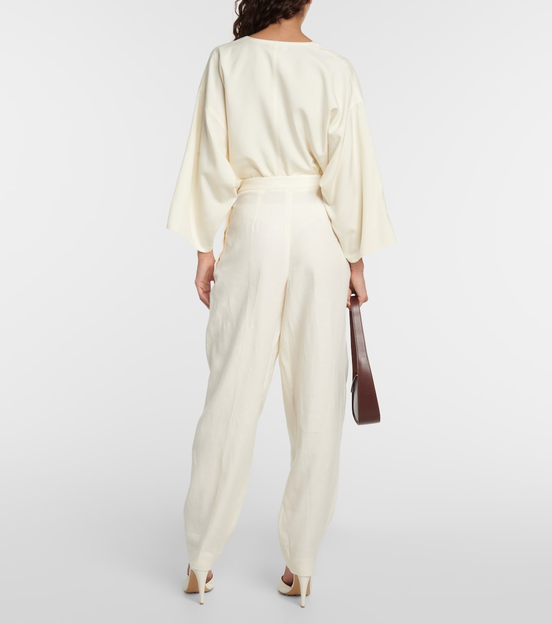 High-rise tapered linen and wool pants | Loro Piana