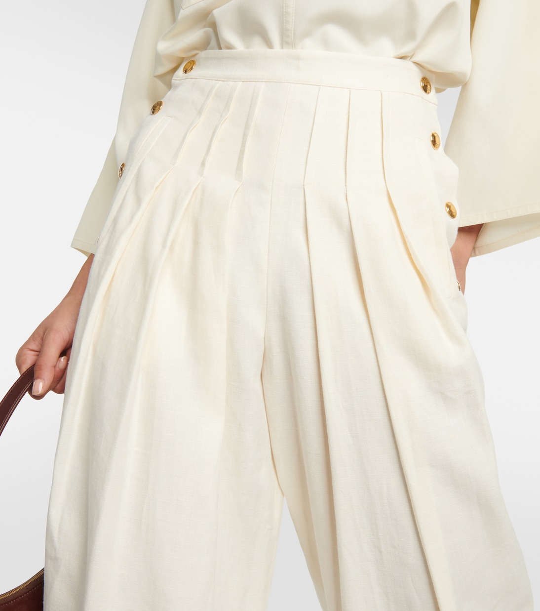 High-rise tapered linen and wool pants | Loro Piana