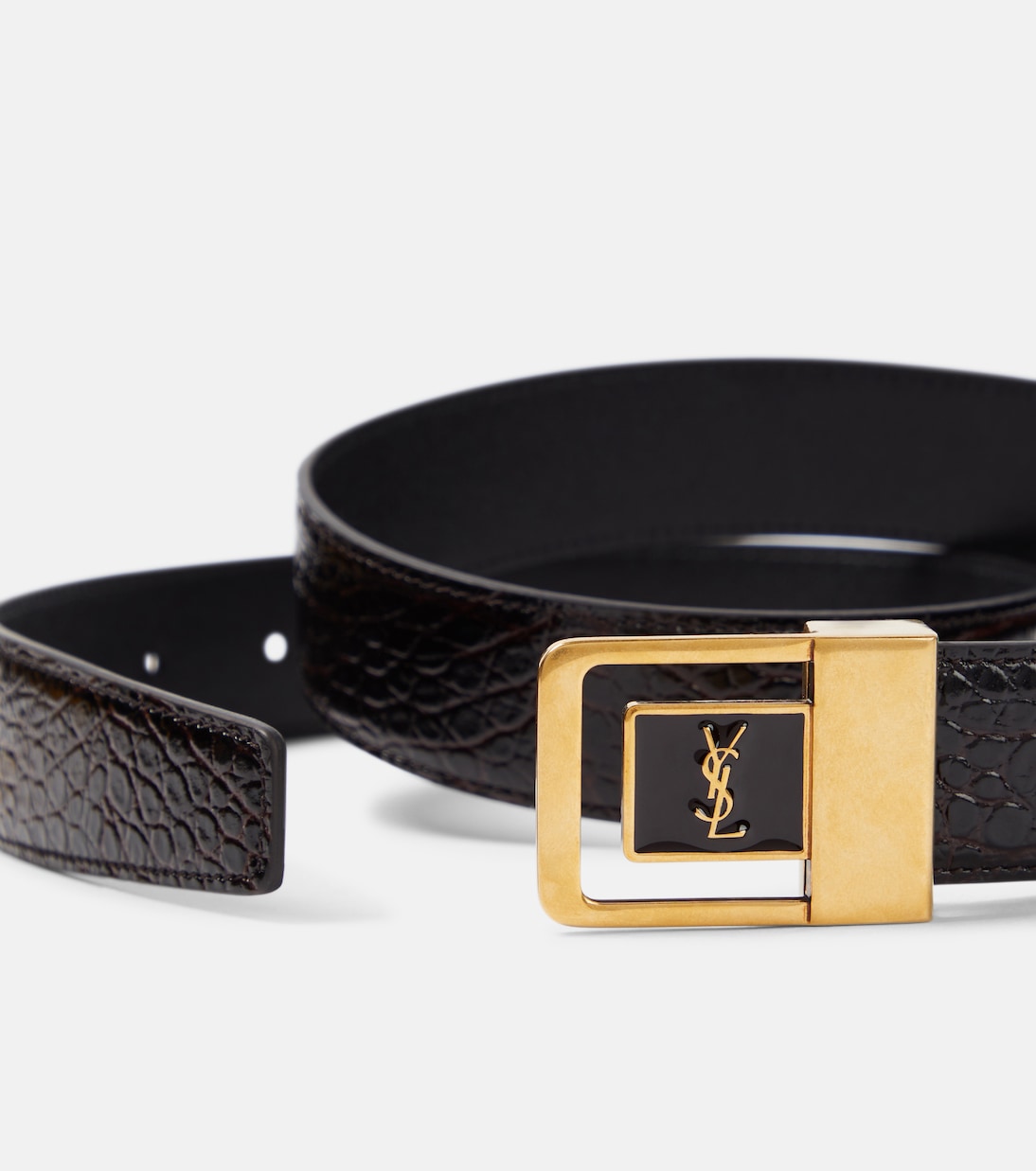 Cintura in pelle effetto coccodrillo Saint Laurent La 66 - Stile giovane e audace