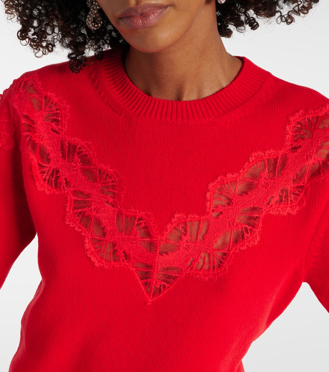 Jersey de lana con ribete de encaje | Stella McCartney