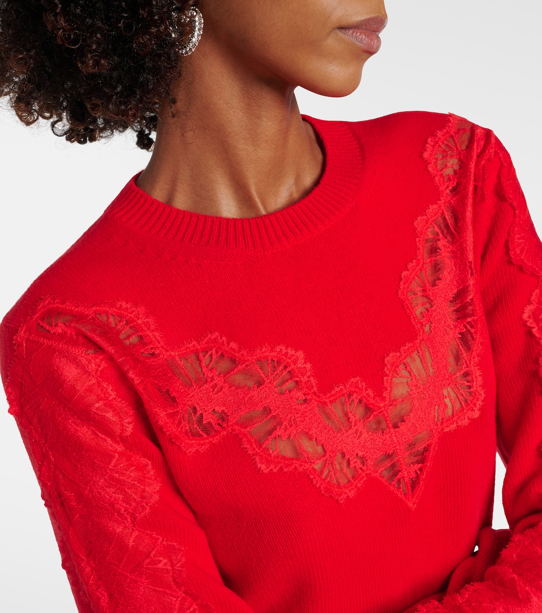 Jersey de lana con ribete de encaje | Stella McCartney