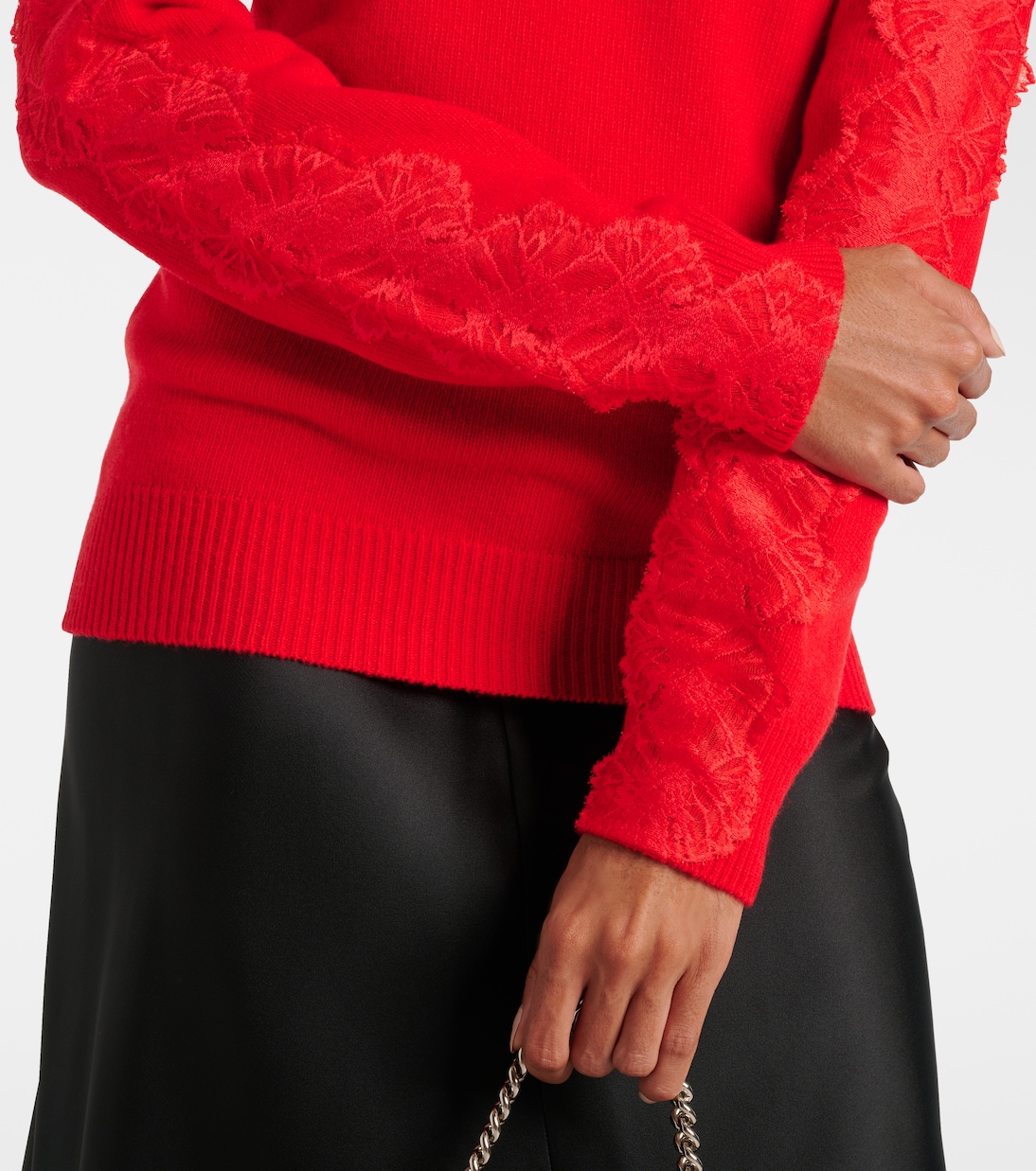 Jersey de lana con ribete de encaje | Stella McCartney