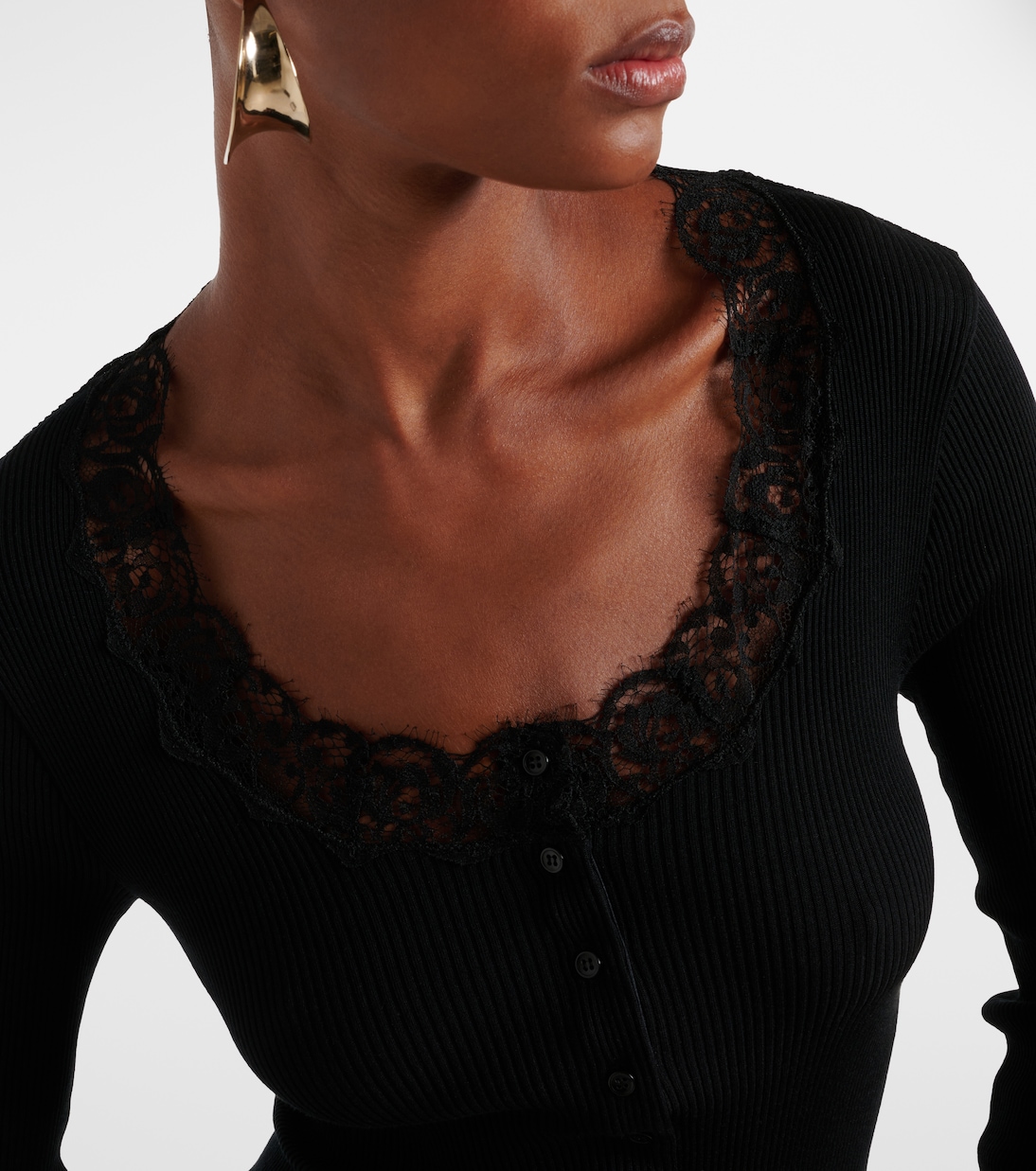 Lace-trimmed wool and silk cardigan | Saint Laurent
