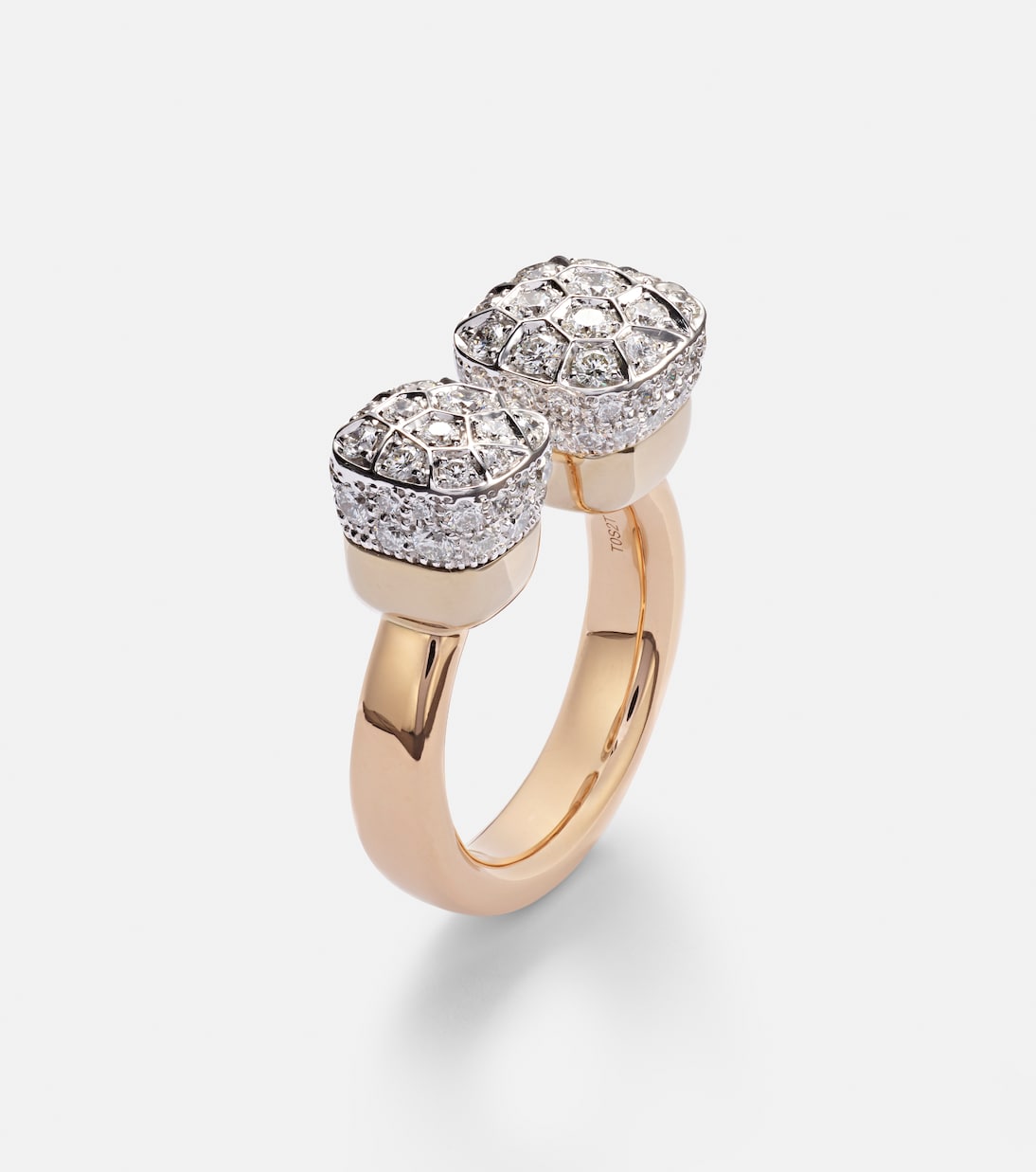 Bague Nudo en or blanc et rose 18 ct et diamants | Pomellato