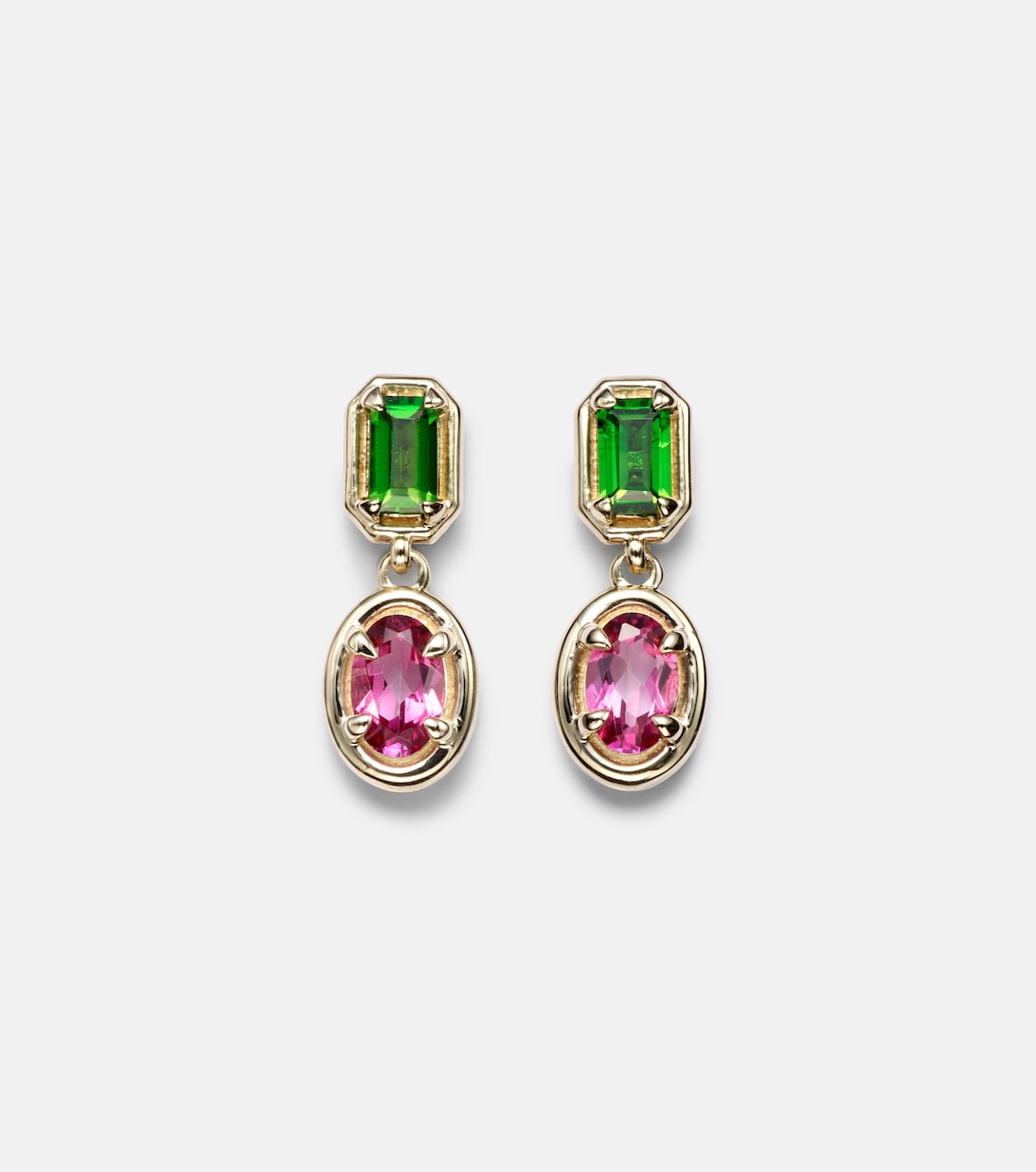 Boucles d'oreilles Duchess Orchid en or 10 ct, chrome diopside et topaze | Stone and Strand