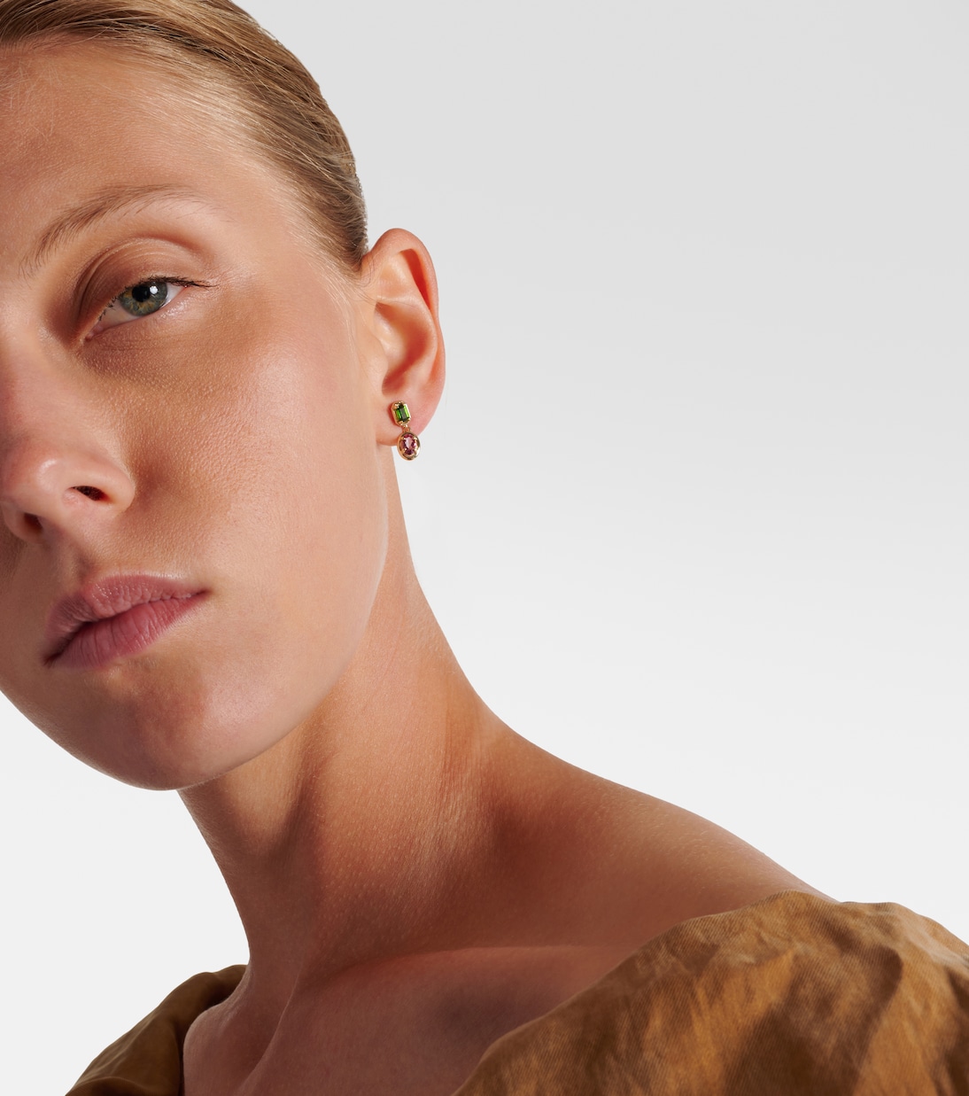 Boucles d'oreilles Duchess Orchid en or 10 ct, chrome diopside et topaze | Stone and Strand